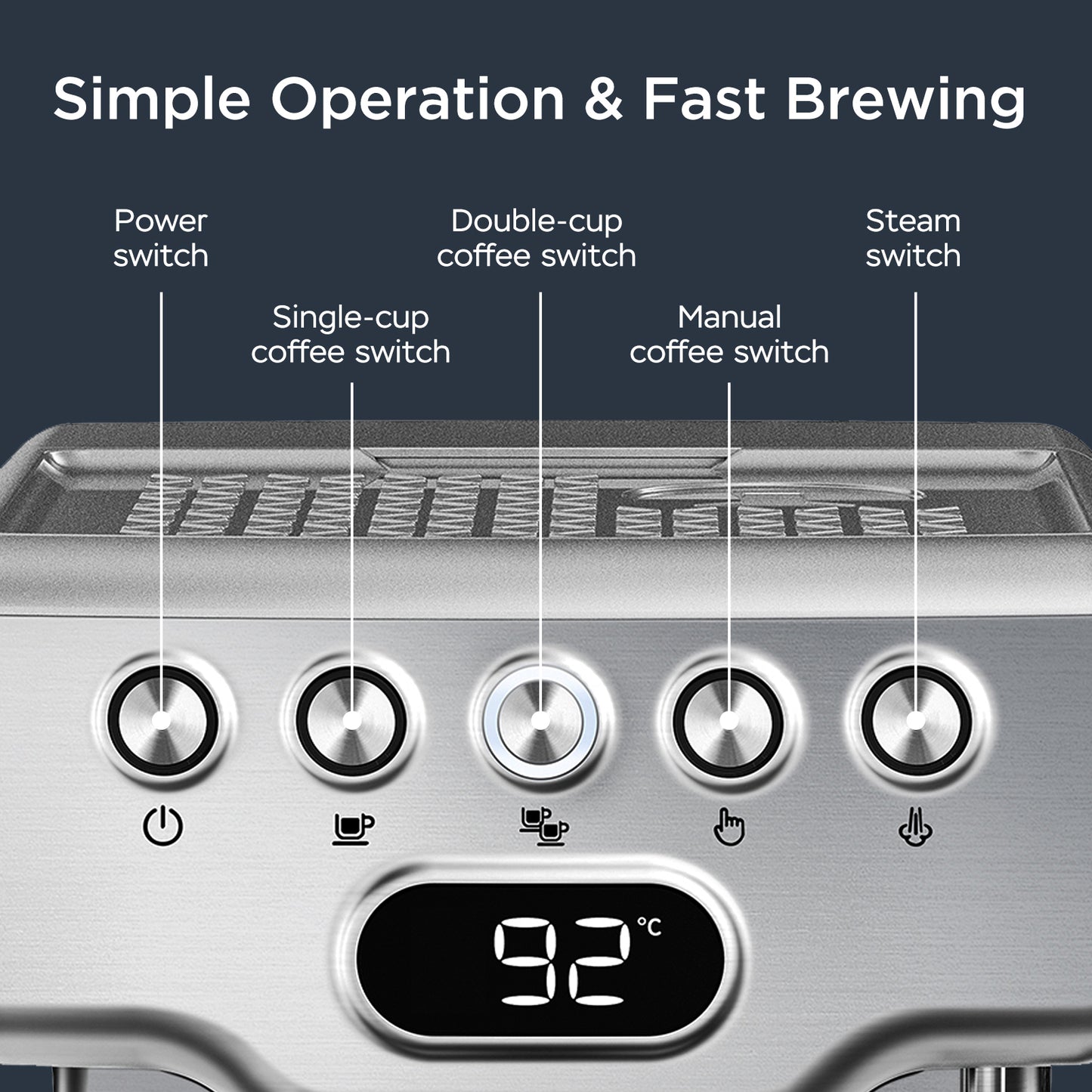 Geek Chef Espresso Machine,20 bar espresso machine with milk frothier for latte, cappuccino, Macchiato for home espresso maker,1.8L Water Tank, Stainless Steel Complimentary ESE Filter - Torange