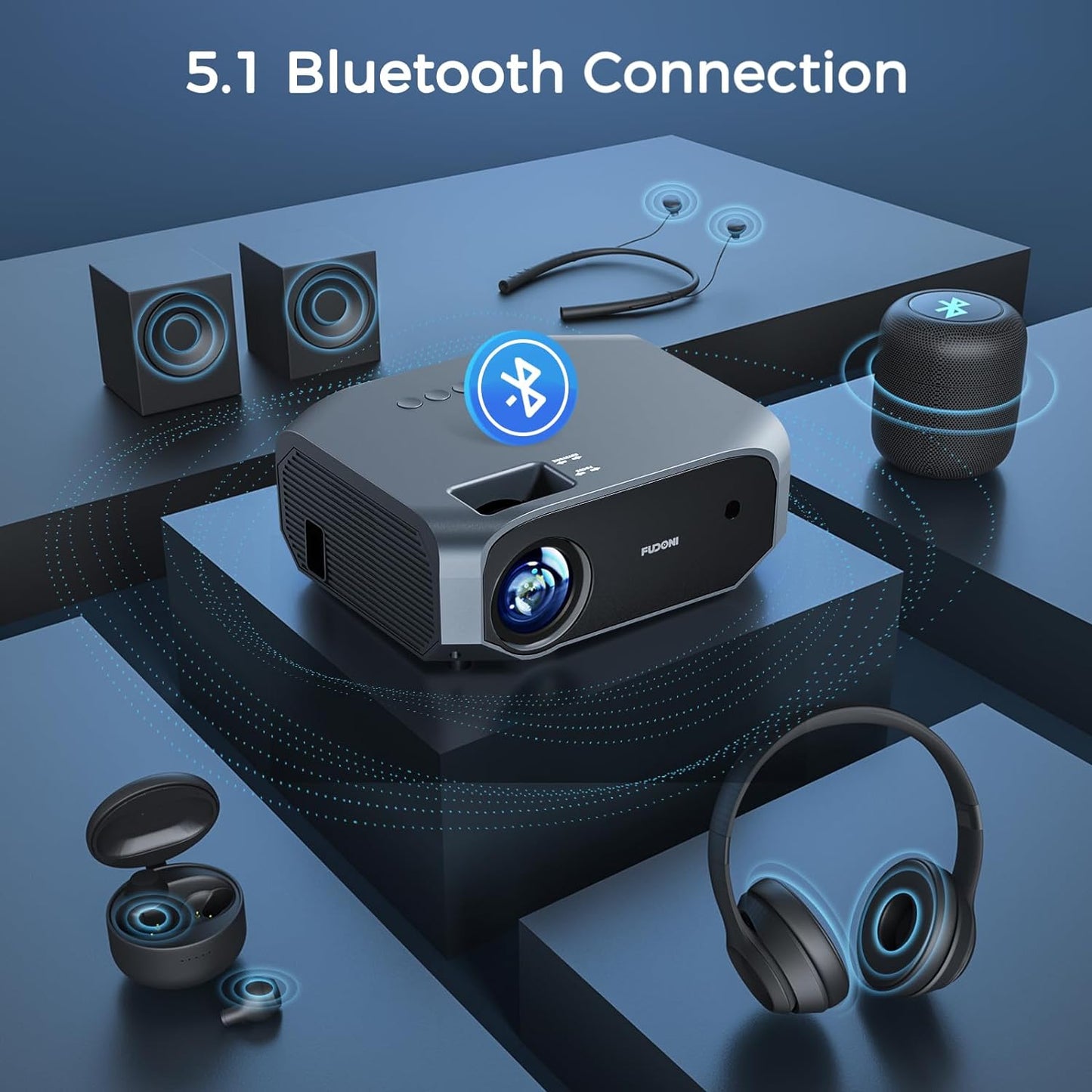 Projector with 5G WiFi and Bluetooth, 10000L Native 1080P Portable Outdoor Video Projector 4K Supported, Home Theater Movie Projector with Screen for Phone/PC/TV Stick/PS5(FBA仓发货,禁售亚马逊) - Torange