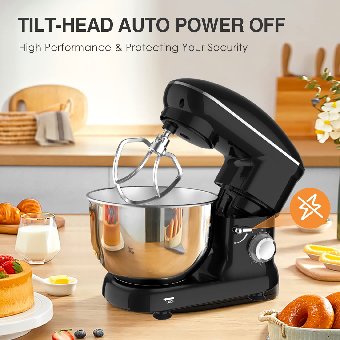 Food processor with 5.5 litre stainless steel bowl, 1500 W, silent multifunction version with metal bowl and meta whisk - Torange