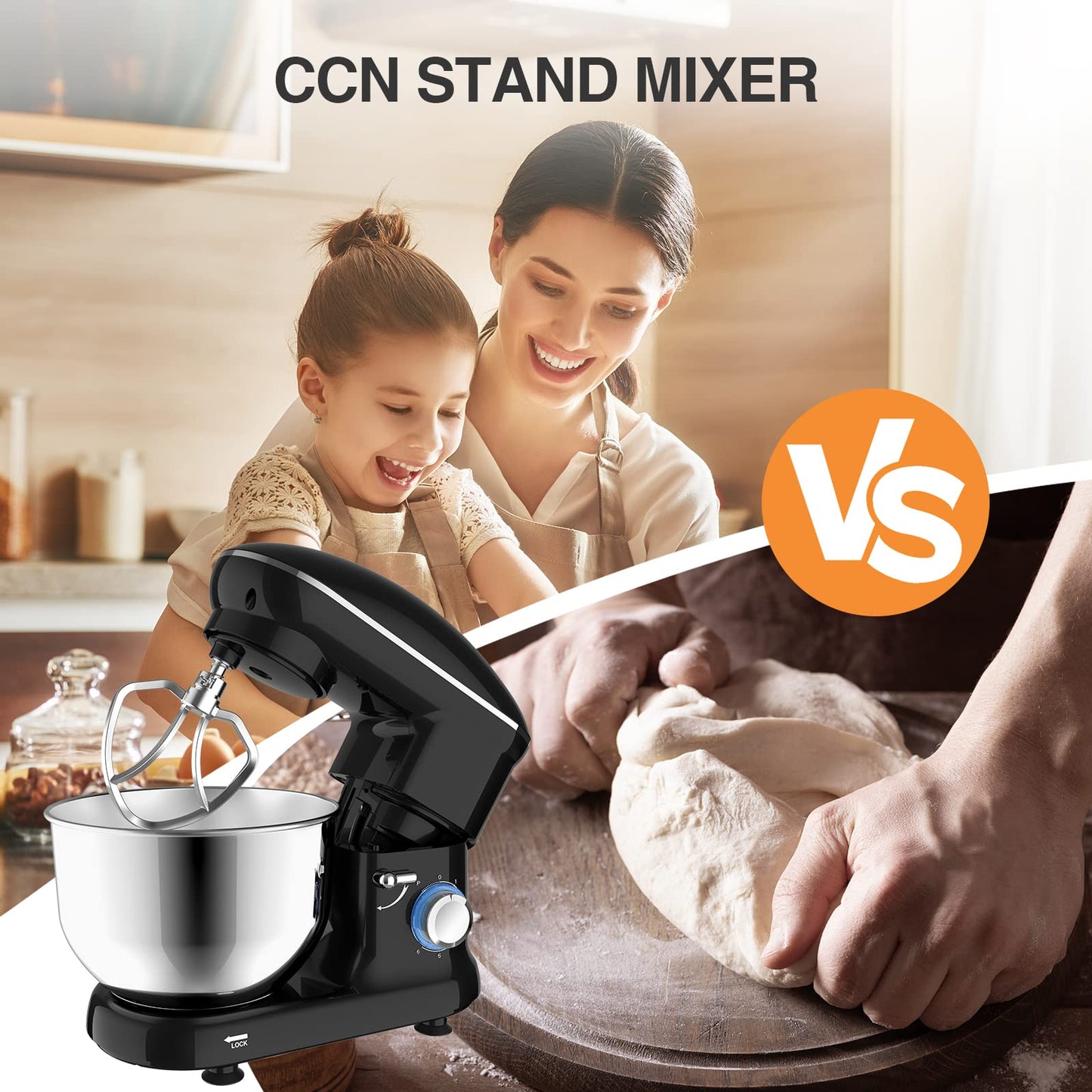 Food processor with 5.5 litre stainless steel bowl, 1500 W, silent multifunction version with metal bowl and meta whisk - Torange