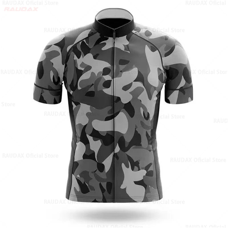 Camouflage Bike Uniform Pro Team Short Sleeve Maillot Ciclismo Man's Cycling Clothing Summer MTB Bike Riding Cycling Jersey Torange