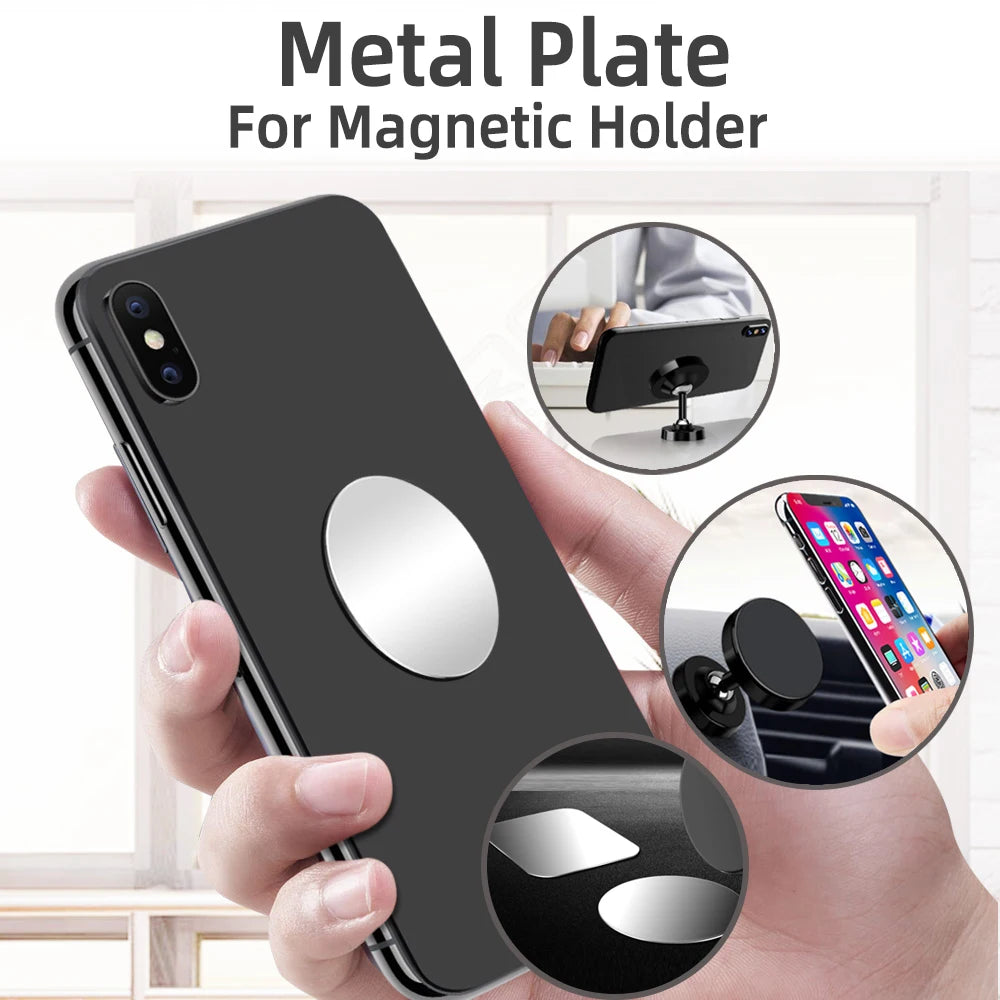 Car Phone Holder Metal Plate Magnetic Holder Round Square Sticker iron Sheet for Mobile Tablet Magnet Disk Desk Car Stand
