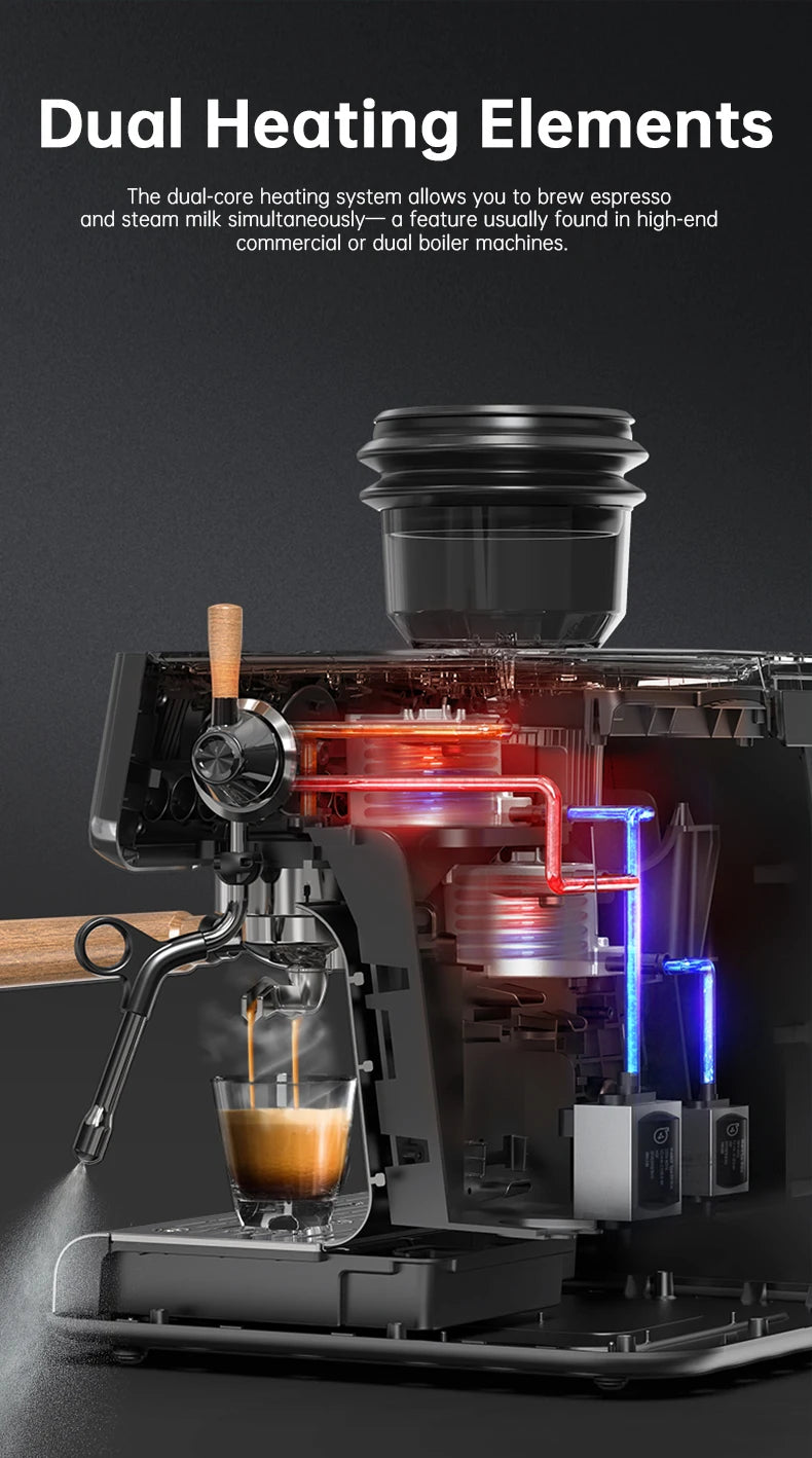 HiBREW Upgraded Dual Boiler Barista Pro Espresso Coffee Machine Built-in Grinder With 30 Size Settings for Cafe Hotel Restaurant
