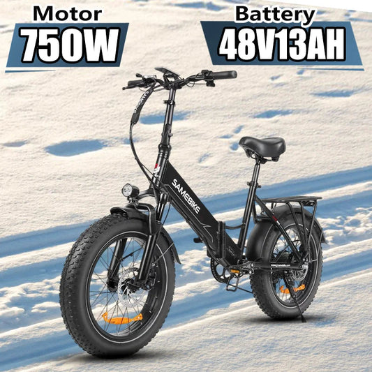 Electric Bike SAMEBIKE LOTDM200-ll Folding 750W Motor 48V13AH Battery E Bike Adult 20*4 In All terrain Fat Tire Electric Bicycle Torange