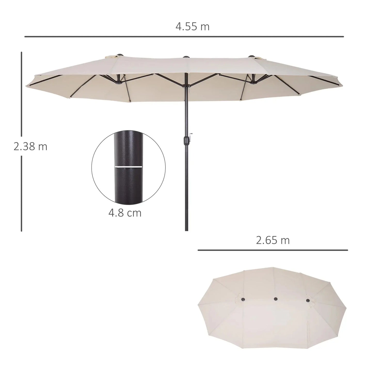 Outsunny Double Canopy Sun Umbrella – 4.6M Diameter (Beige) DS