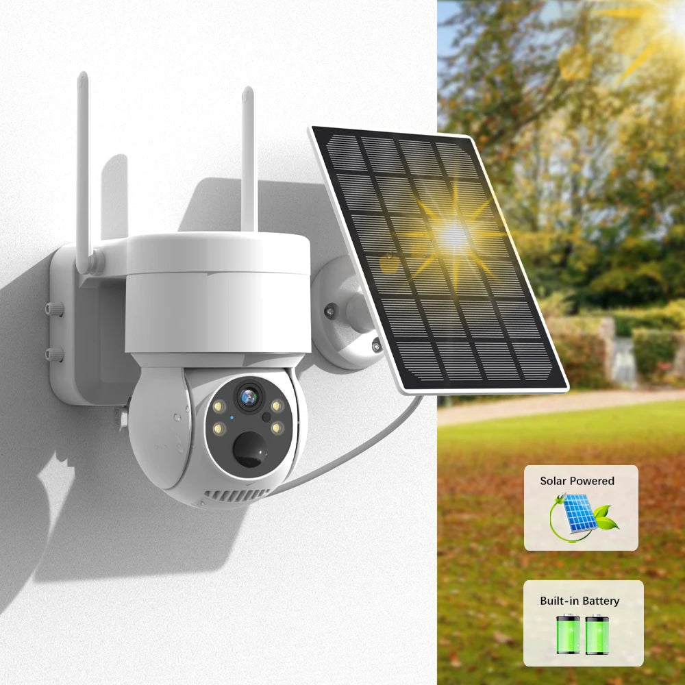 WiFi PTZ Camera Outdoor Wireless Solar IP Camera 4MP HD Built-in Battery Video Surveillance Camera Long Time Standby iCsee APP - Torange