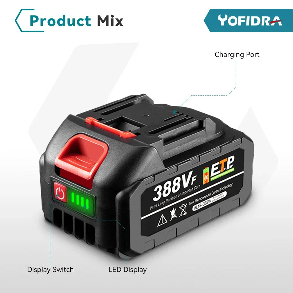 Yofidra 125mm Brushless Angle Grinder 3 Gears Variable Efficient Cordless Rechargeable Grinding Power Tool For Makita 18VBattery