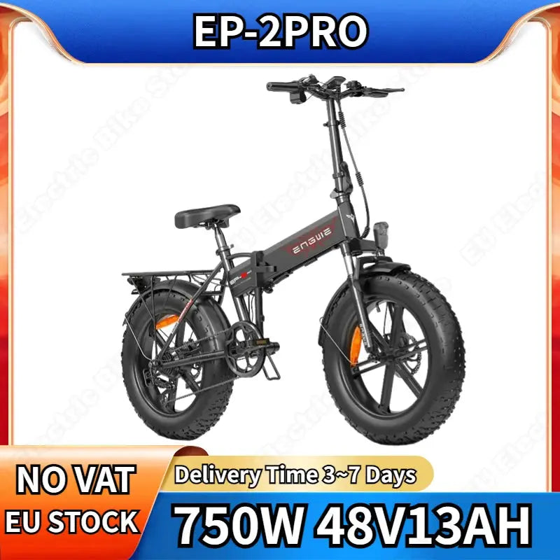 ENGWE Electric Bicycle 750W Powerful Motor 48V13AH Lithium Battery City Folding Electric Bike 20*4.0 Inch Fat Tire Snow E-bike Torange