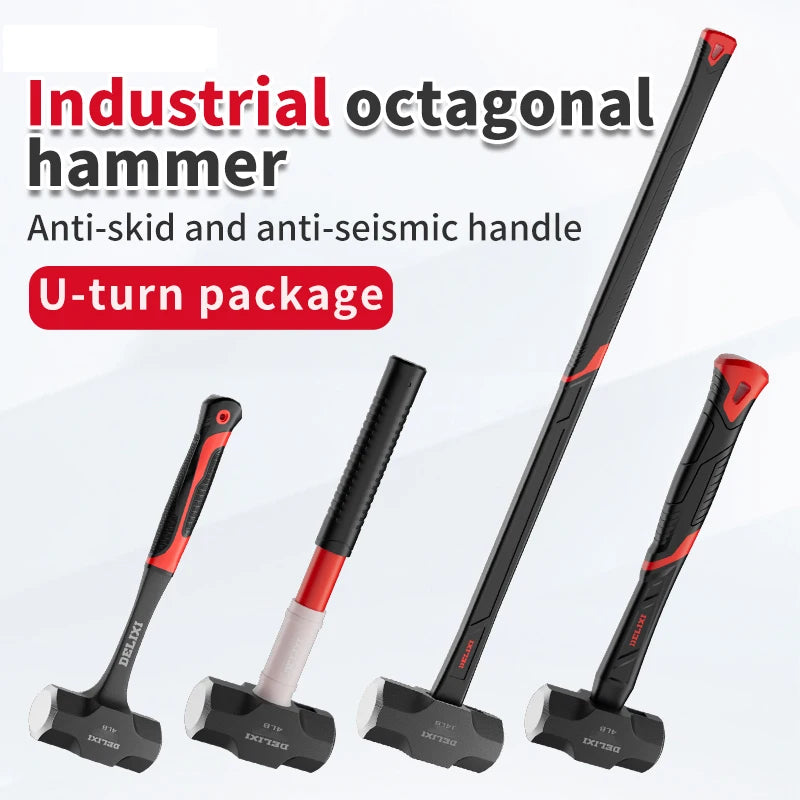 Hammer, octagonal hammer, hammer tool, solid wall smashing hammer, even weight hand hammer, integrated wall demolition