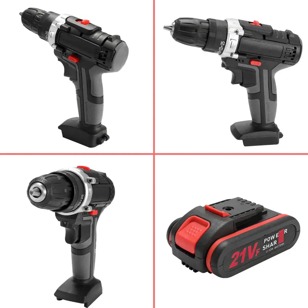 21V Electric Impact Cordless Drill High-power Lithium Battery Wireless Rechargeable Hand Drill Home DIY Electric Power Tools DS