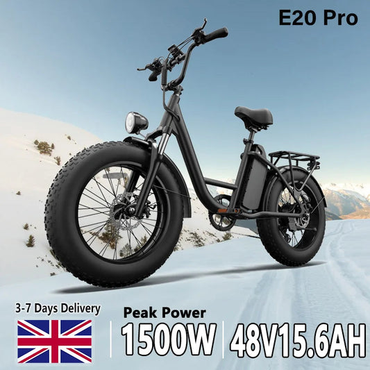 URLIFE E20Pro Adult 1500W Peak Power Motor 48V15.6Ah Battery Electric Bicycle E-bike 20*4Inch All Terrain Fat Tire Electric Bike Torange