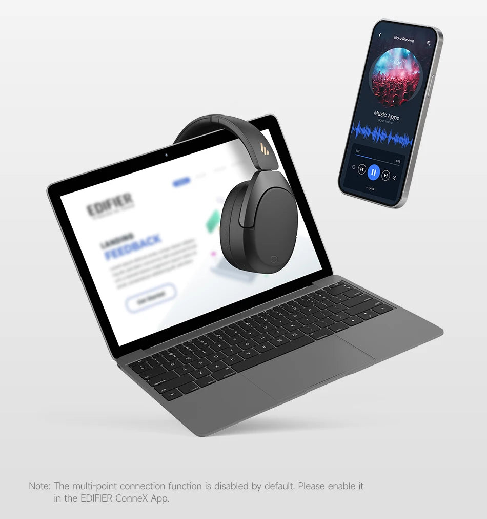 Edifier W830NB Wireless Headphones Bluetooth 5.4 Active Noise Cancelling Hi-Res Over-Ear Headset LDAC Foldable -45dB ANC 94H