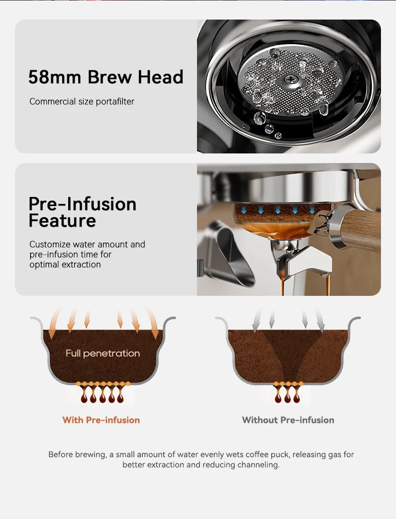 HiBREW Upgraded Dual Boiler Barista Pro Espresso Coffee Machine Built-in Grinder With 30 Size Settings for Cafe Hotel Restaurant