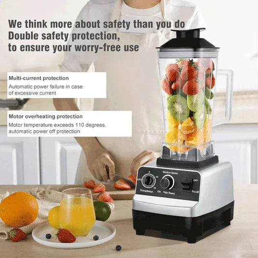 2000W Stationary Blender Heavy Duty Commercial Mixer Ice Smoothies Appliances for Kitchen Professional High Power Food Processor DS