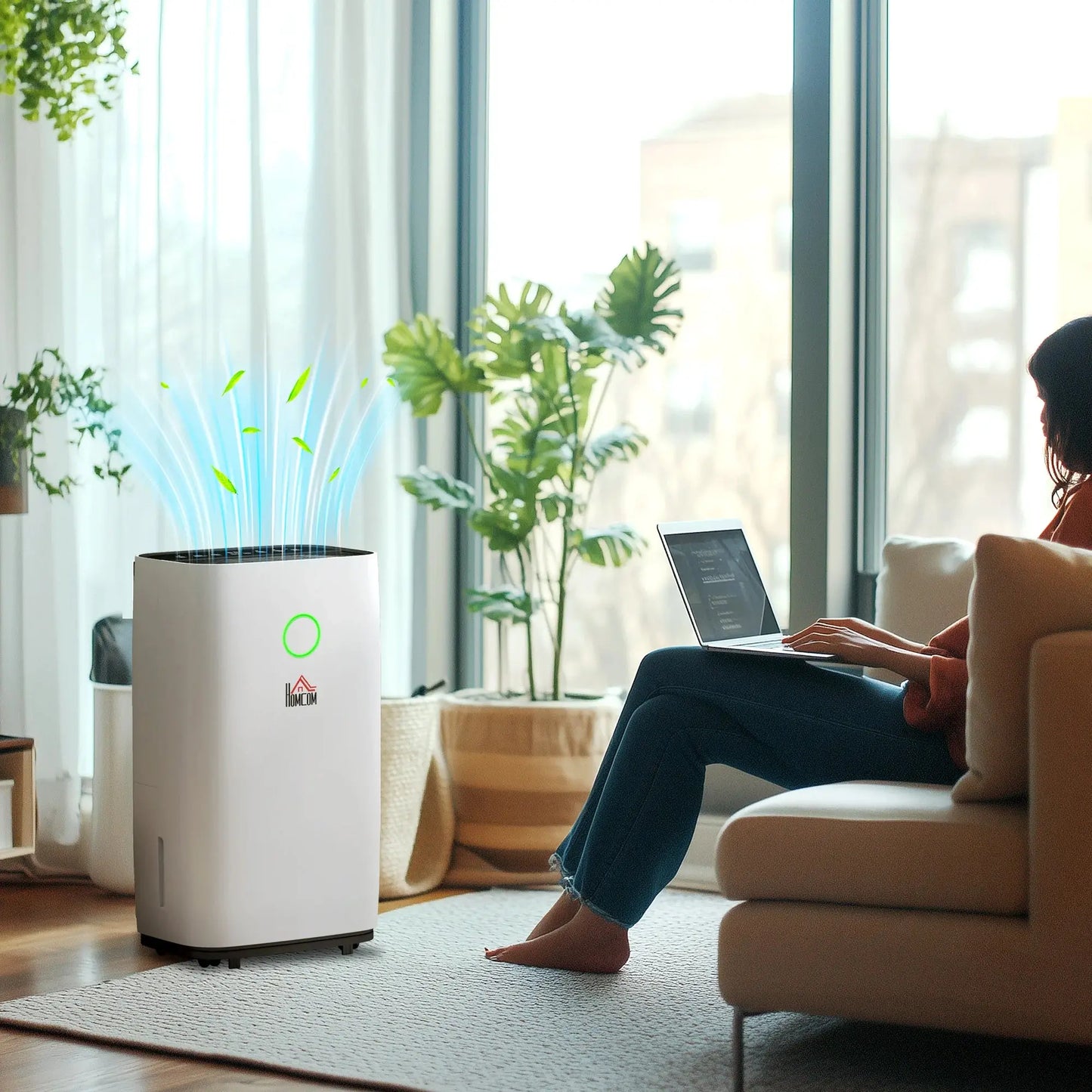 HOMCOM Electric Air Dehumidifier – 16L/Day (White) DS