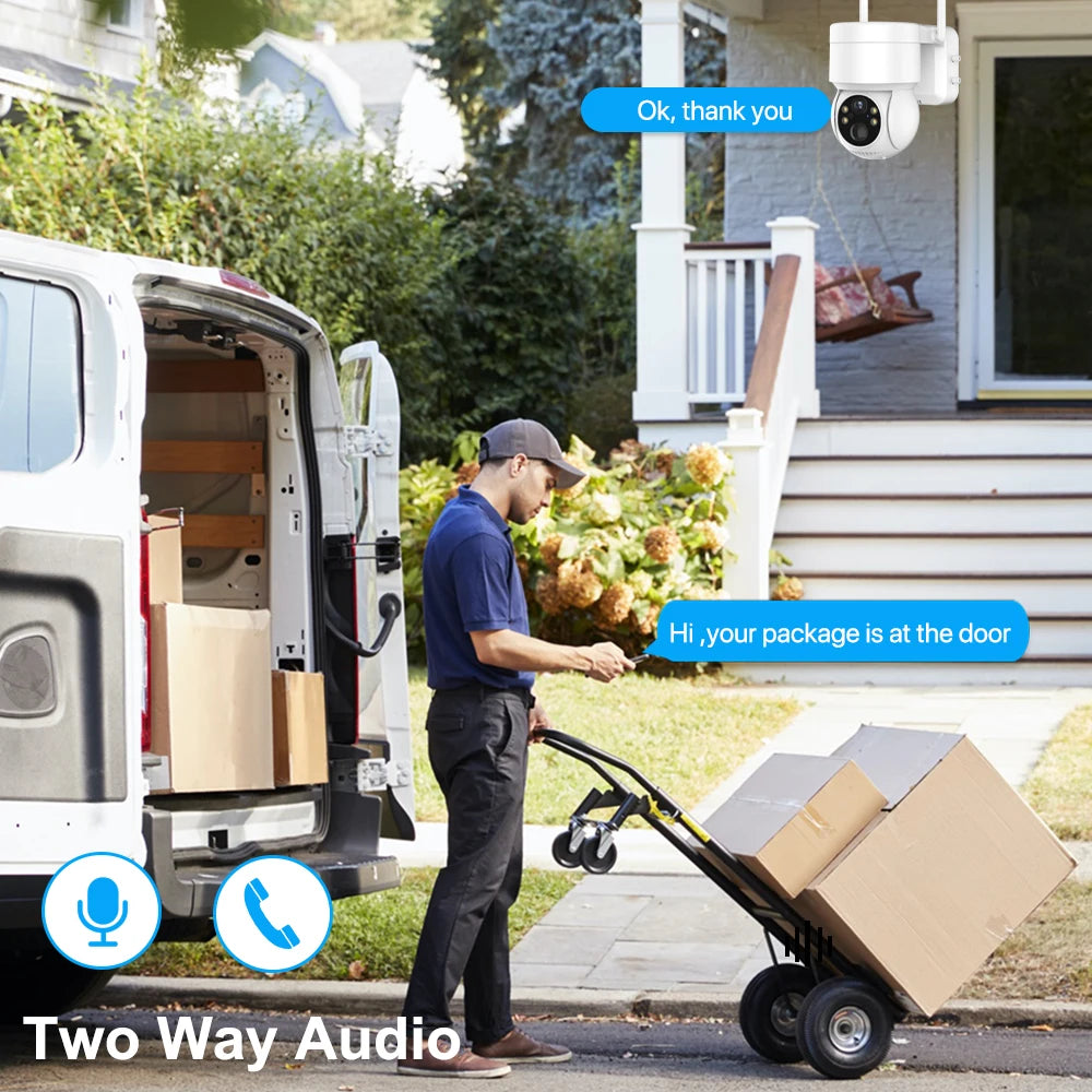 WiFi PTZ Camera Outdoor Wireless Solar IP Camera 4MP HD Built-in Battery Video Surveillance Camera Long Time Standby iCsee APP - Torange