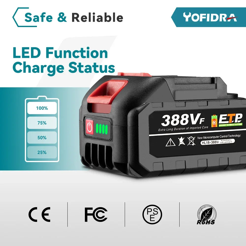 Yofidra 125mm Brushless Angle Grinder 3 Gears Variable Efficient Cordless Rechargeable Grinding Power Tool For Makita 18VBattery