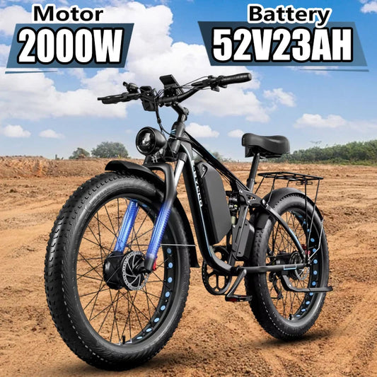 Electric Bike E-BYCCO EB7Pro 2000W Powerful Motor 52V23Ah Battery Adult E-Bike 26*4.0 Inch Fat Tire All Terrain Electric Bicycle Torange