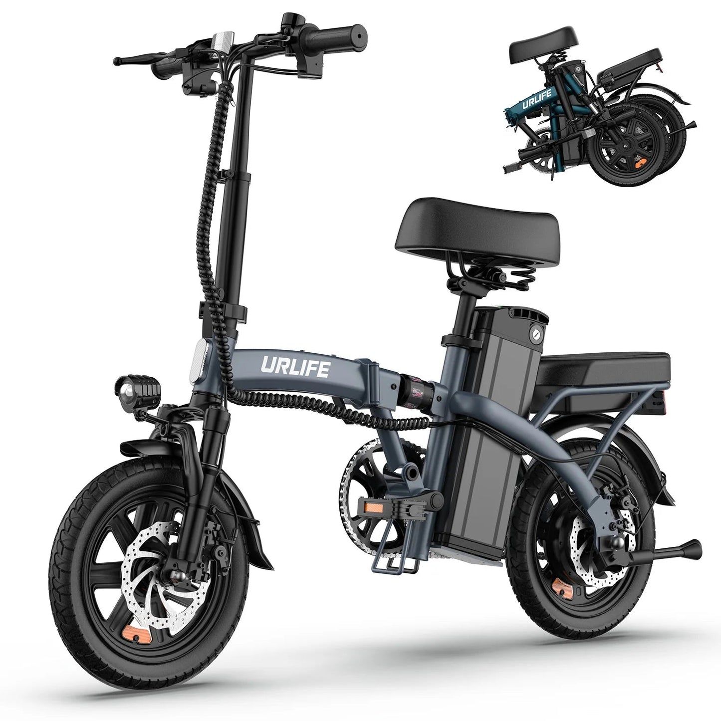 URLIFE F1L E-Bike 350W Brushless Motor 48V7.8AH Battery Adult Portable Electric Bike 14 In Tire City Commuting Electric Bicycle Torange