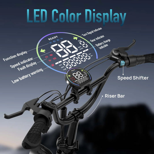 URLIFE Electric Bicycle T5 1500W Brushless Motor 48V13AH Battery Snow E-Bike 20.4.0-Inch Fat Tire Full Suspension Electric Bike Torange