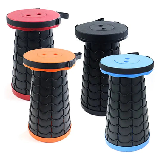 150KG Outdoor Telescoping Stool Portable Plastic Collapsible Folding Stool Seat Chair for Camping Fishing Height Adjustable Torange