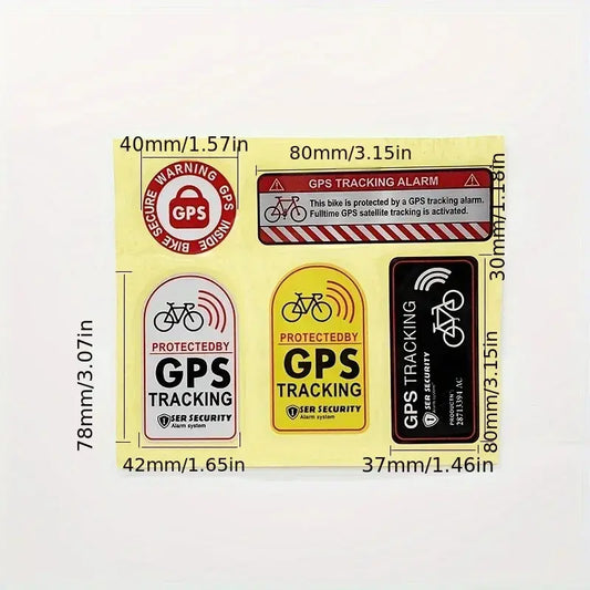 1set Bicycle GPS Sticker Scooter Motorcycle Anti-Theft Warning Sticker Tracking Reflective Waterproof Paster Bike Accessories Torange