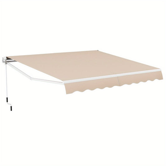 Costway 3.6 x 3m Patio Awning Manual Garden Canopy Sun Shade Retractable Shelter Outdoor - Torange