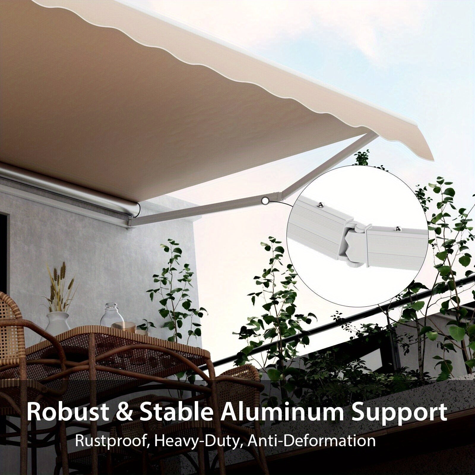 Costway 3.6 x 3m Patio Awning Manual Garden Canopy Sun Shade Retractable Shelter Outdoor - Torange