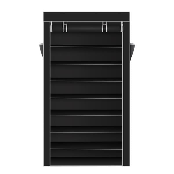 10 Tiers Shoe Rack with Dustproof Cover Closet Shoe Storage Cabinet Organizer Black - Torange