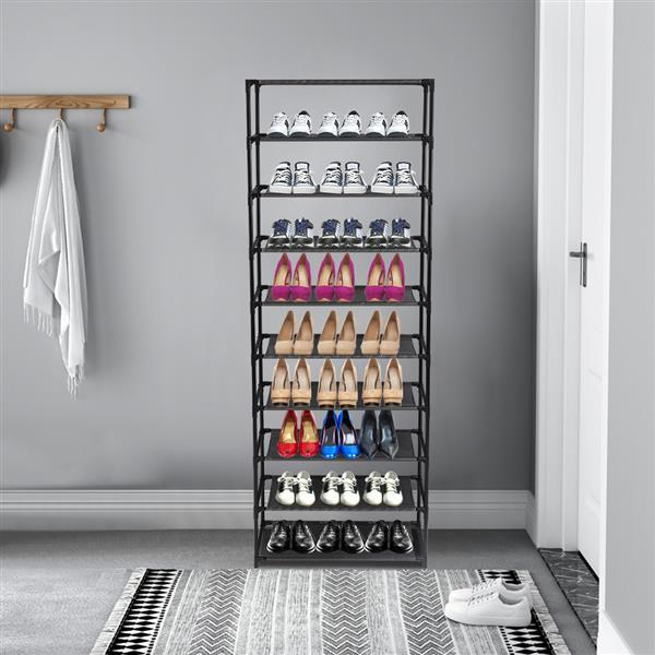 10 Tier Stackable Shoe Rack Storage Shelves - Stainless Steel Frame Holds 50 Pairs Of Shoes - Torange