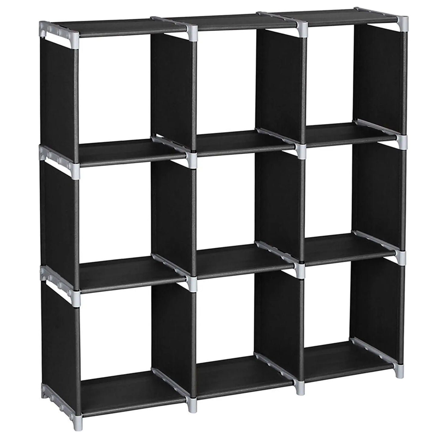 Multifunctional Assembled 3 Tiers 9 Compartments Storage Shelf Black - Torange
