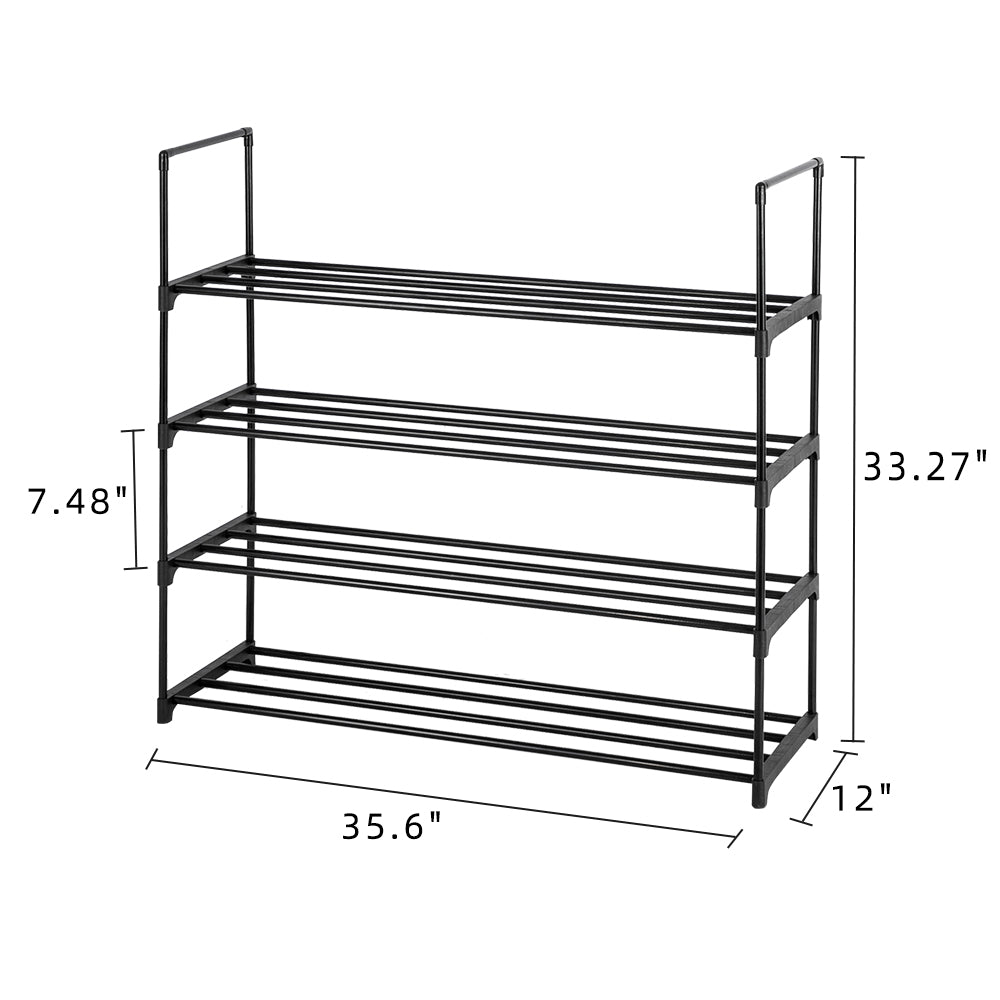 4 Tiers Shoe Rack Shoe Tower Shelf Storage Organizer For Bedroom, Entryway, Hallway, and Closet Black Color - Torange