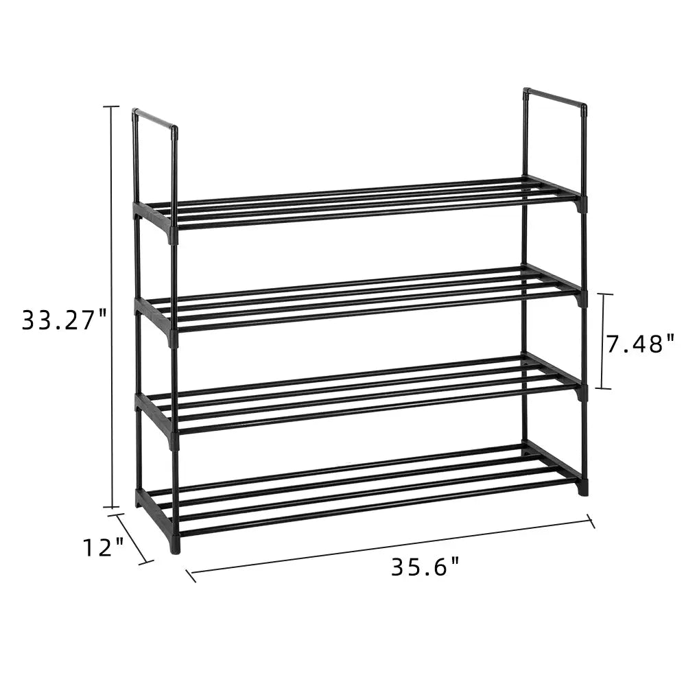 4 Tiers Shoe Rack Shoe Tower Shelf Storage Organizer For Bedroom, Entryway, Hallway, and Closet Black Color - Torange