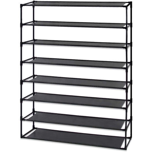 Simple Assembly 8 Tier Shoe Rack Detachable Non-Woven Waterproof Fabric Shoe Organizer Tower Space Saver Stackable Storage Shelf (Black) - Torange