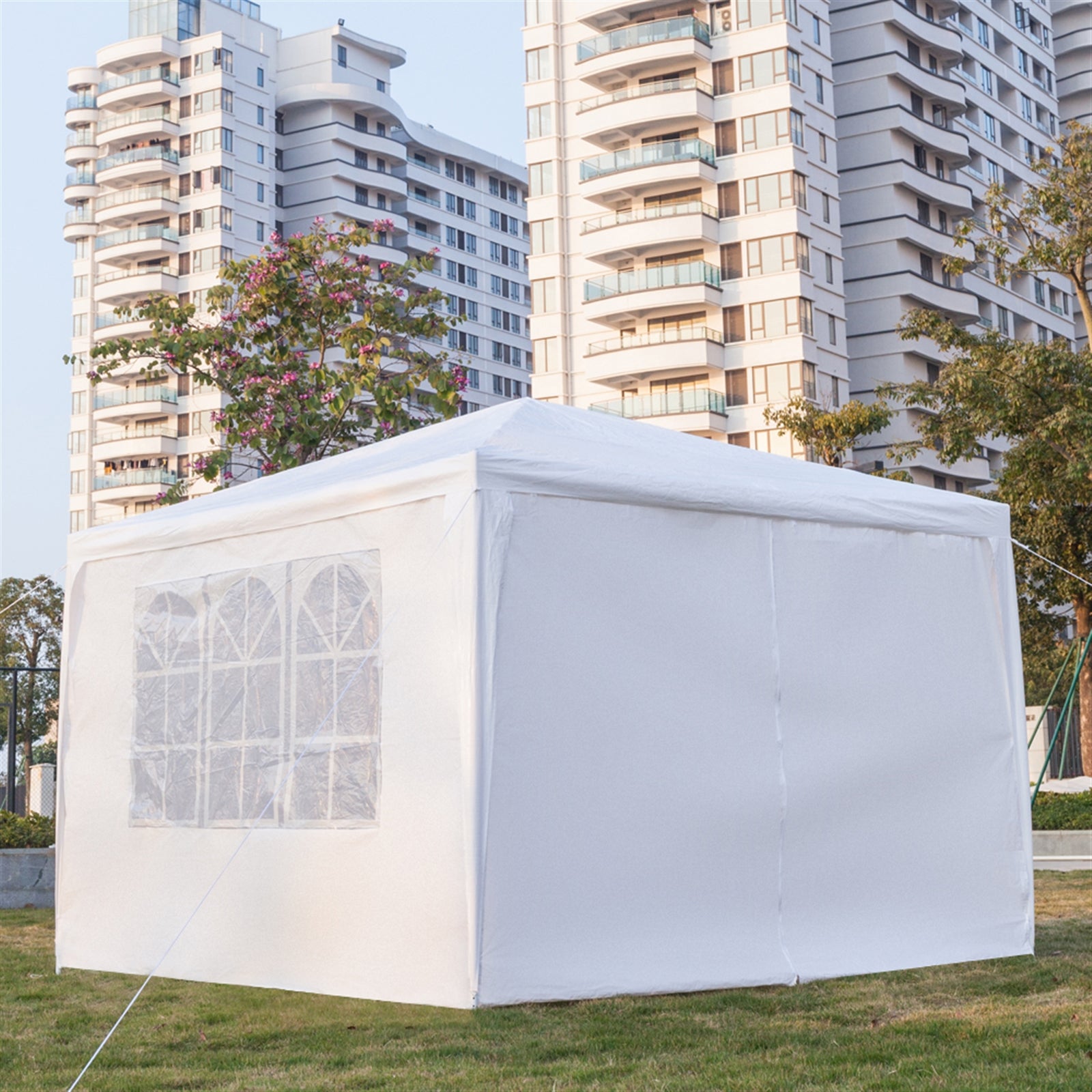 3 x 3m Four Sides Portable Home Use Waterproof Tent with Spiral Tubes White - Torange