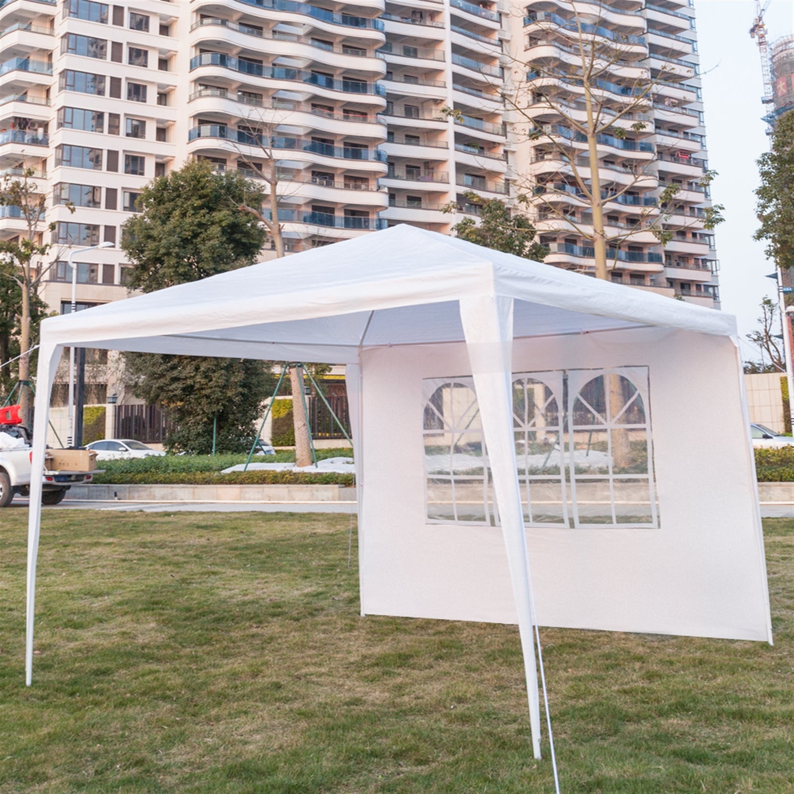 3 x 3m Four Sides Portable Home Use Waterproof Tent with Spiral Tubes White - Torange
