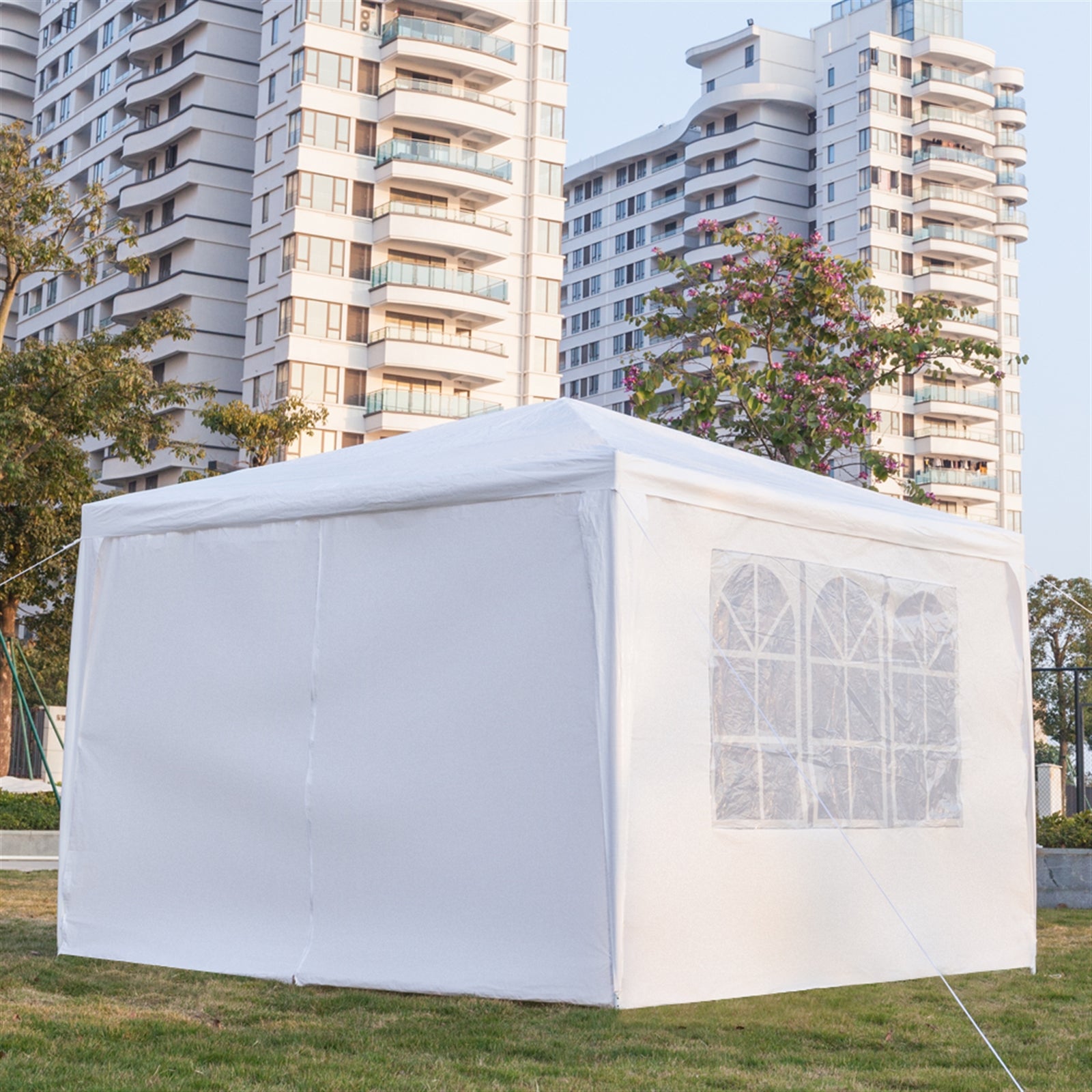 3 x 3m Four Sides Portable Home Use Waterproof Tent with Spiral Tubes White - Torange