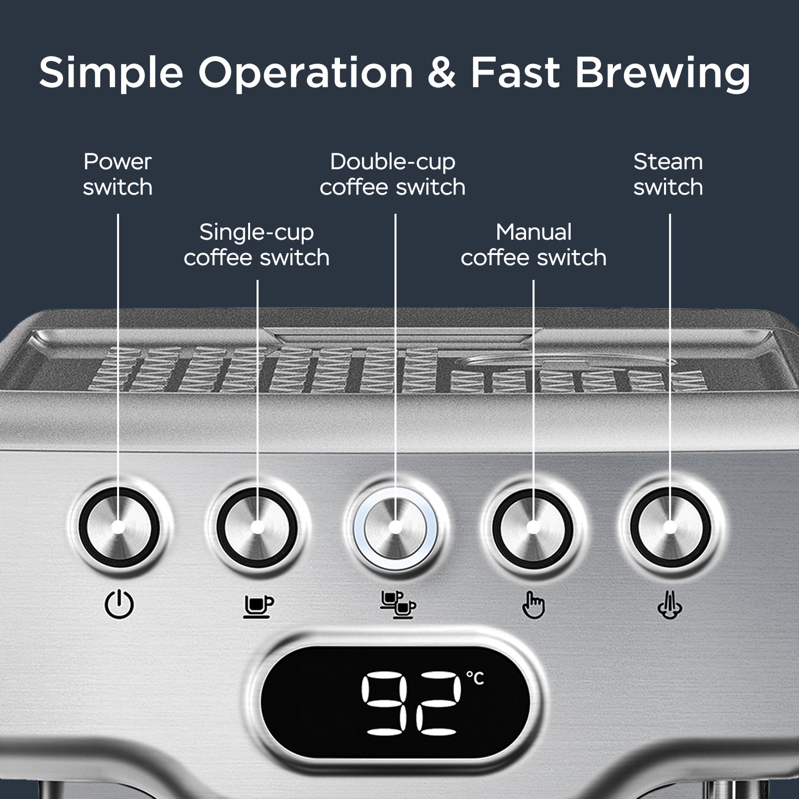 Geek Chef Espresso Machine,20 bar espresso machine with milk frothier for latte, cappuccino, Macchiato for home espresso maker,1.8L Water Tank, Stainless Steel Complimentary ESE Filter - Torange