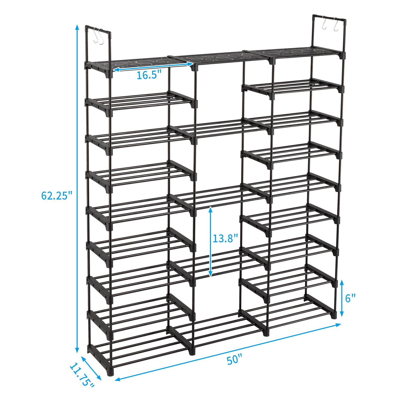 9 Tiers Shoe Rack Storage Organizer Shoe Shelf Organizer for Entryway Holds 50-55 Pairs Shoe, Stackable Shoe Cabinet Shoe Rack - Torange