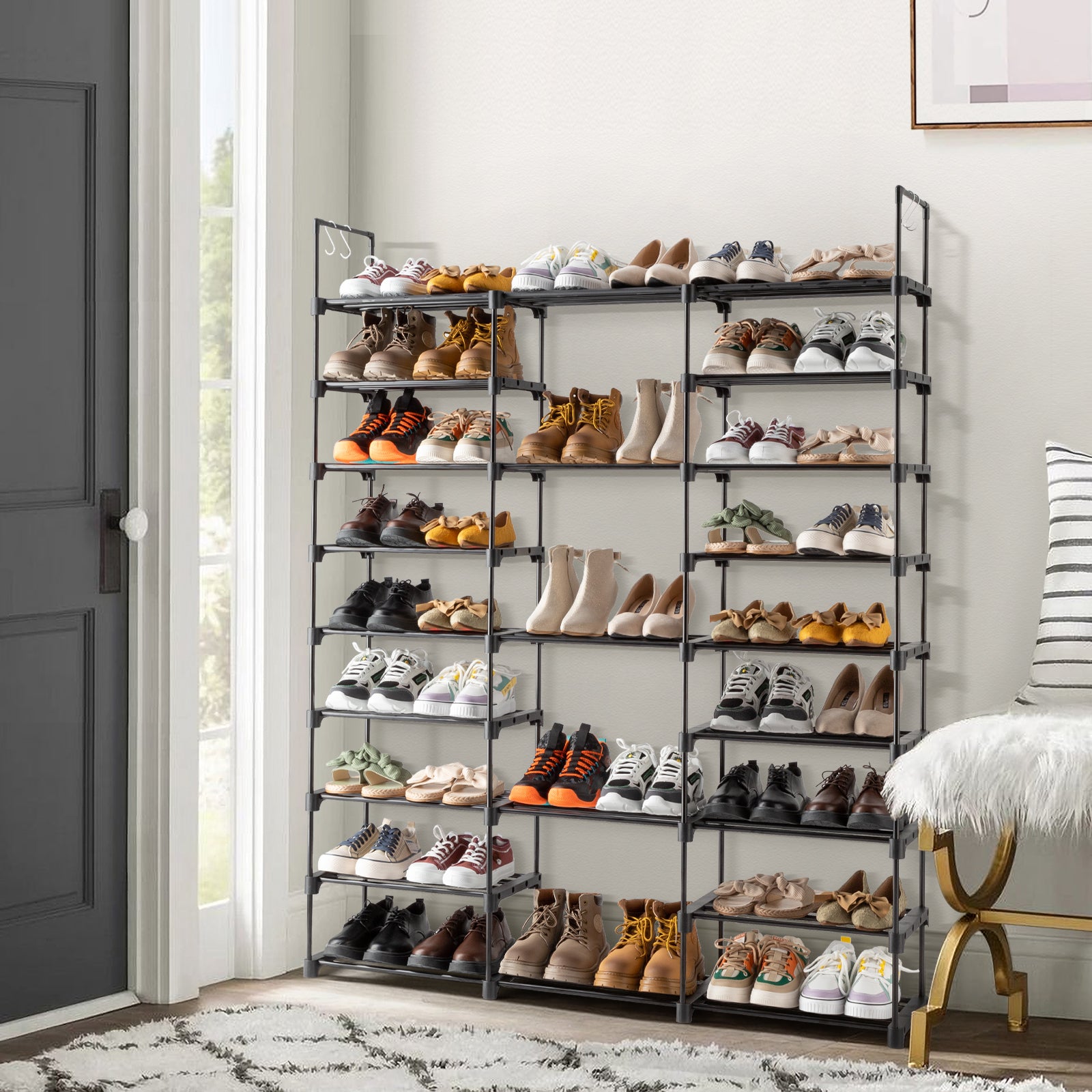 9 Tiers Shoe Rack Storage Organizer Shoe Shelf Organizer for Entryway Holds 50-55 Pairs Shoe, Stackable Shoe Cabinet Shoe Rack - Torange