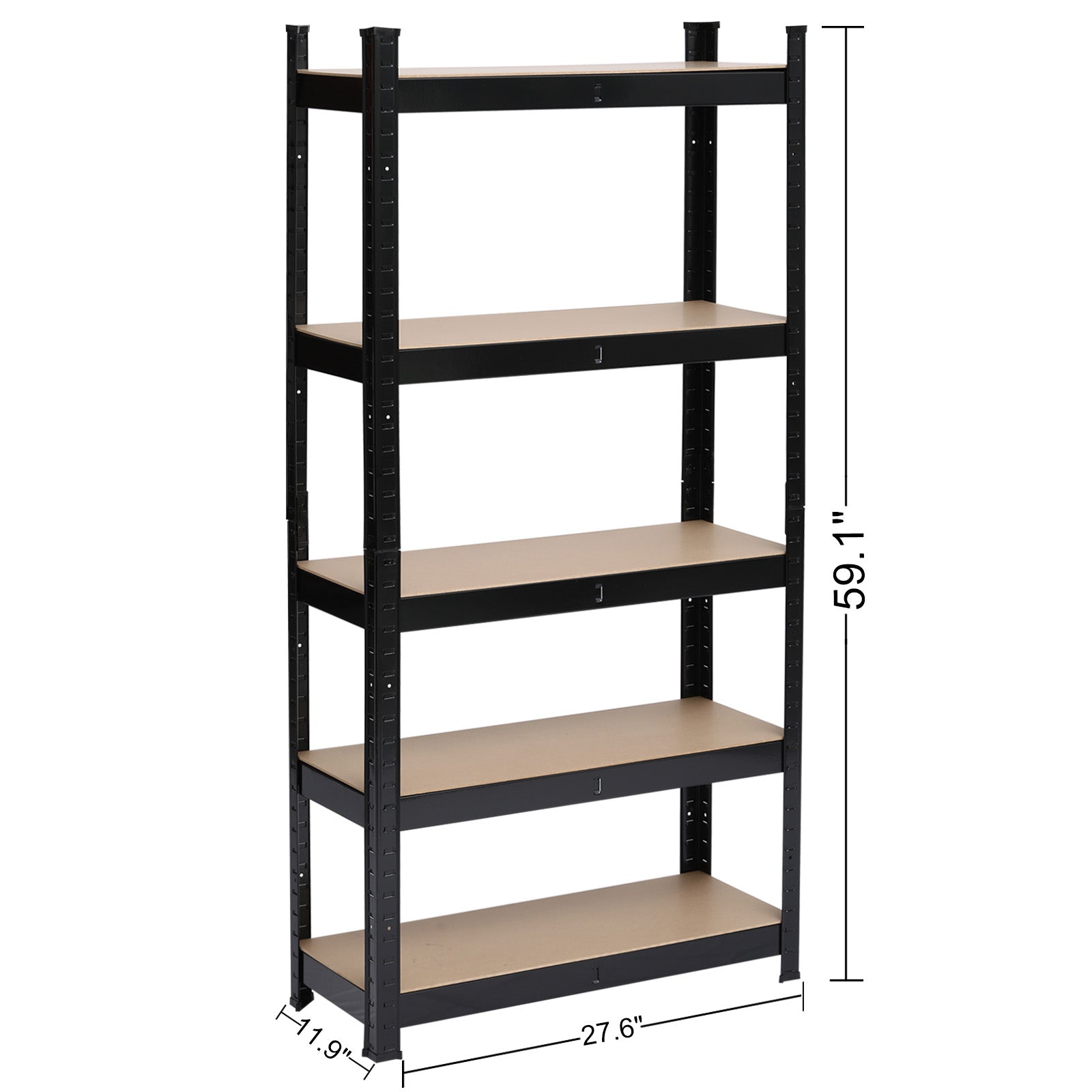 5 Tier Heavy Duty Metal Shelving Rack Unit Garage Storage Shelf Black UK - Torange