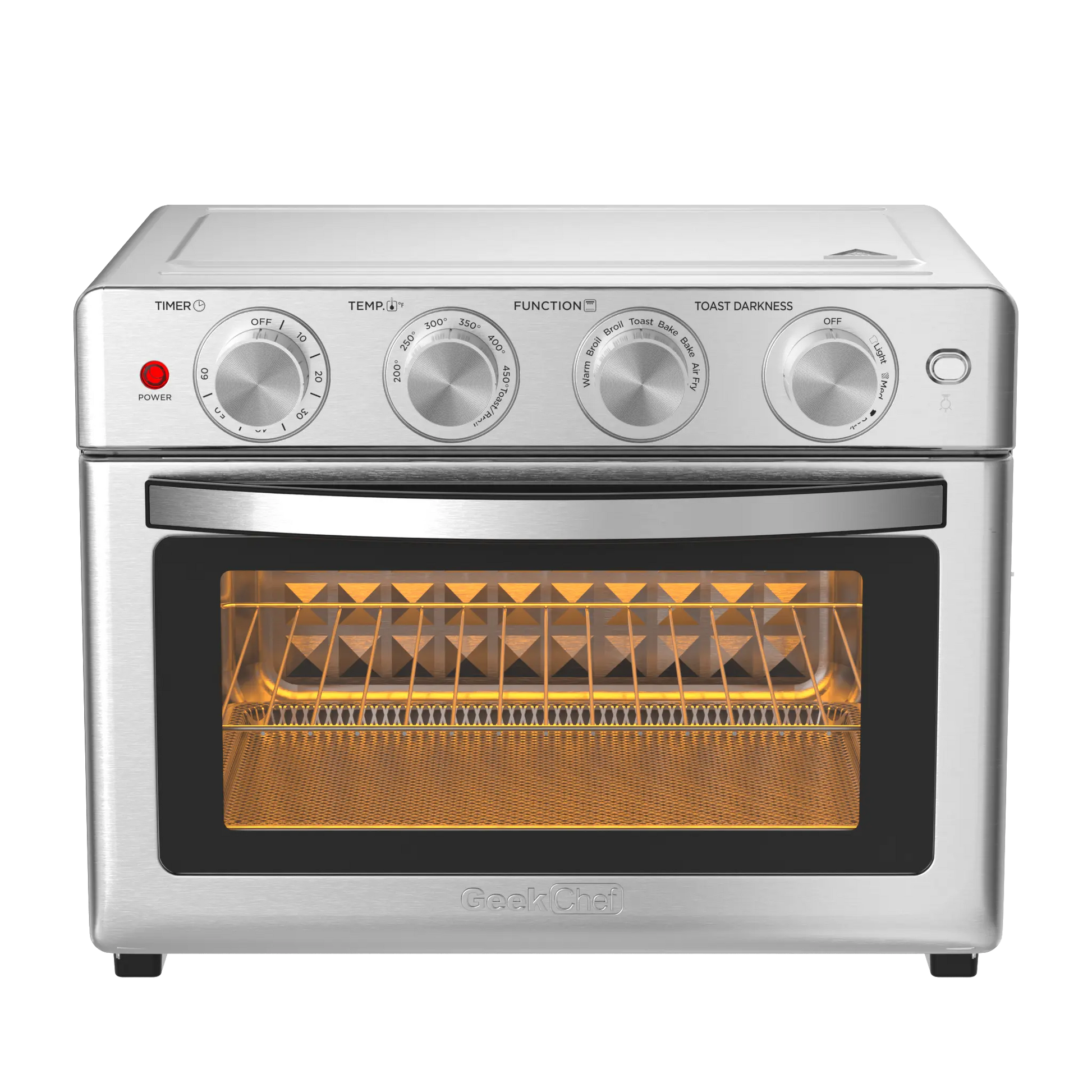 Geek Chef Air Fryer, 6 Slice 26QT/26L Air Fryer Fry Oil-Free, Extra Large Toaster Oven Combo, Air Fryer Oven, Roast, Bake, Broil, Reheat, Convection Countertop Oven, Accessories Included, - Torange