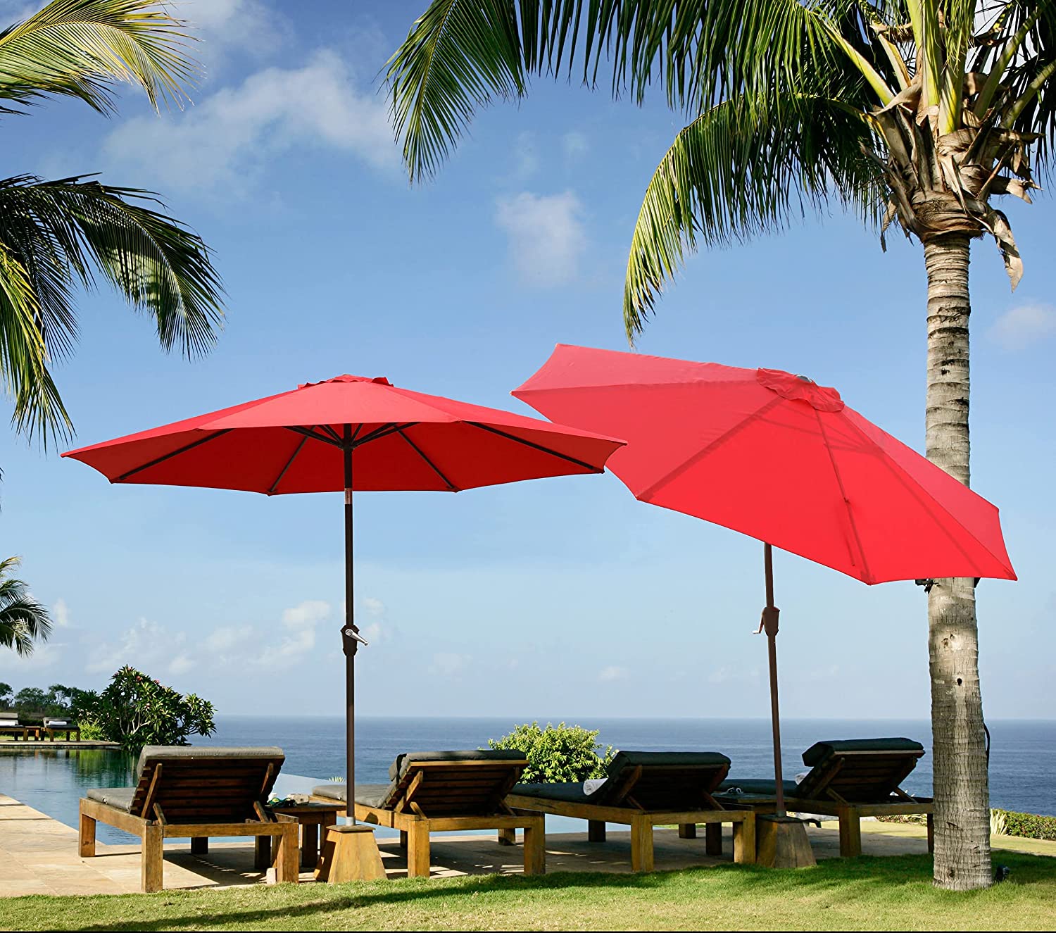 Patio Outdoor Umbrella with Aluminium Auto Tilt and Crank - Torange
