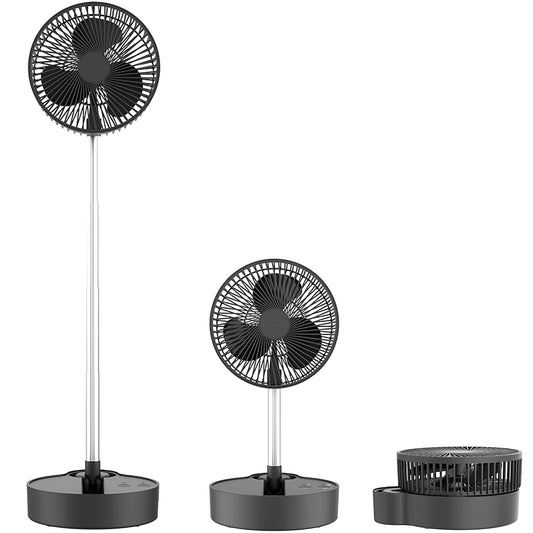 8" Portable Rechargeable Fan, 10000mAh Battery Operated Oscillating Fan, 3 Speeds, Adjustable Height, Foldable Fan, Quiet Small Standing Fan, Powerful USB Desk Fan for Home Office Picnic Camping - Torange