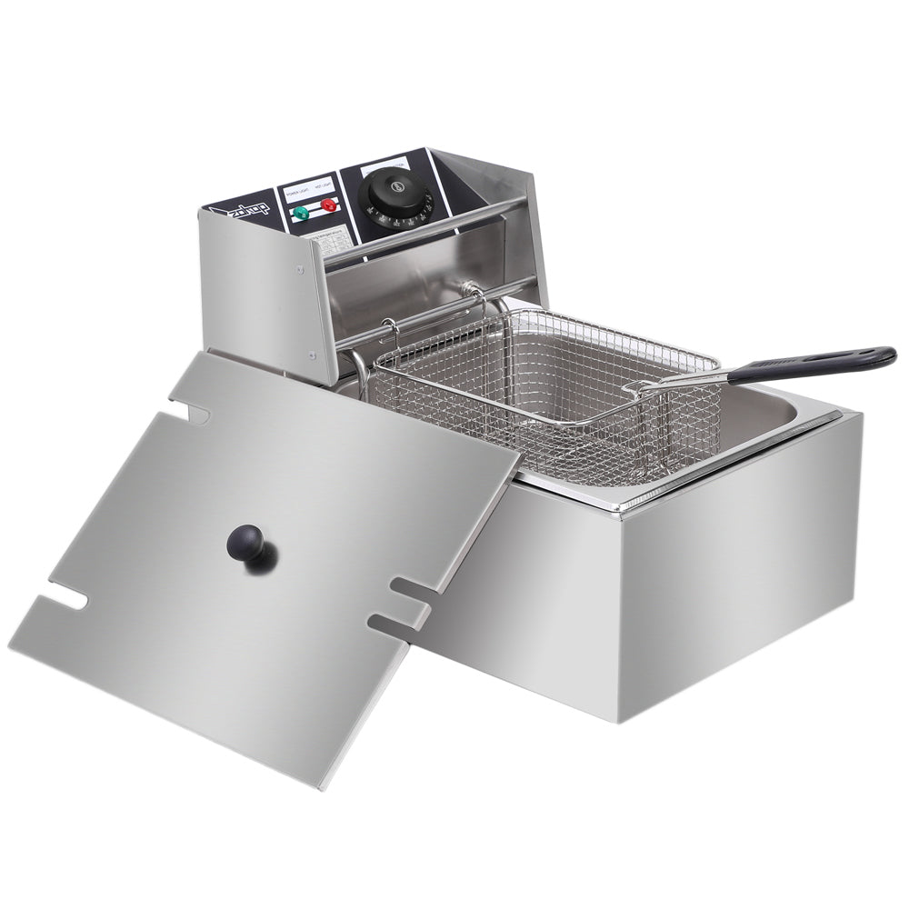 Stainless Steel Single Cylinder Electric Fryer US Plug EH81 2500W MAX 110V 6.3QT/6L - Torange