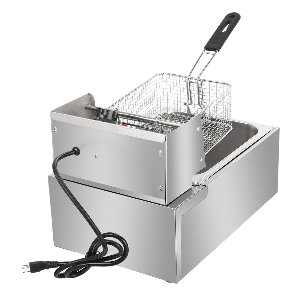 Stainless Steel Single Cylinder Electric Fryer US Plug EH81 2500W MAX 110V 6.3QT/6L - Torange