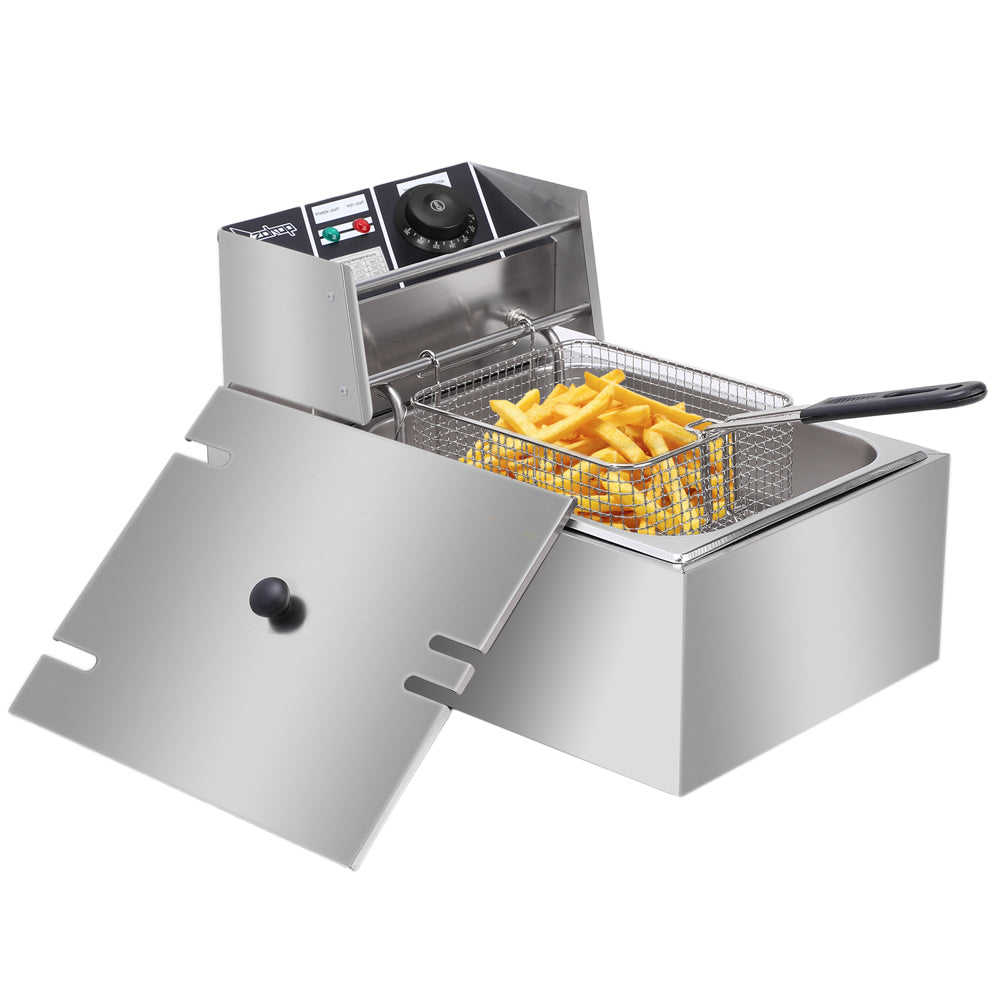 Stainless Steel Single Cylinder Electric Fryer US Plug EH81 2500W MAX 110V 6.3QT/6L - Torange