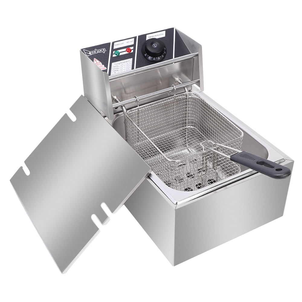 Stainless Steel Single Cylinder Electric Fryer US Plug EH81 2500W MAX 110V 6.3QT/6L - Torange