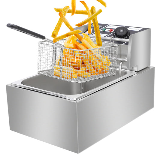 Stainless Steel Single Cylinder Electric Fryer US Plug EH81 2500W MAX 110V 6.3QT/6L - Torange