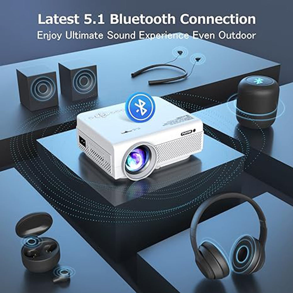 Projector with WiFi and Bluetooth, 5G WiFi Native 1080P Outdoor Projector 10000L Support 4K, Portable Movie Projector with Screen and Max 300", for iOS/Android/Laptop/TV Stick/HDMI/USB/VGA/TF - Torange
